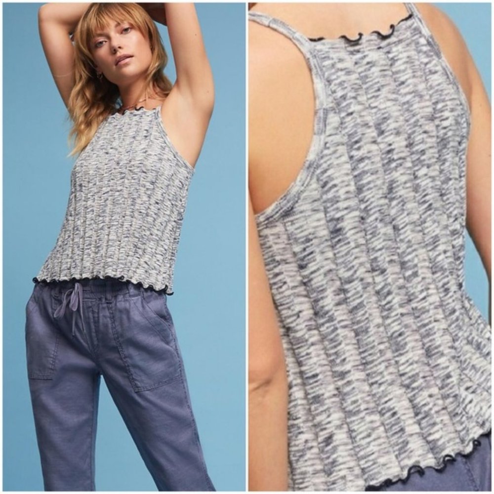 Akemi + Kin Tank XS Caden Blue/White Marled Ribbed